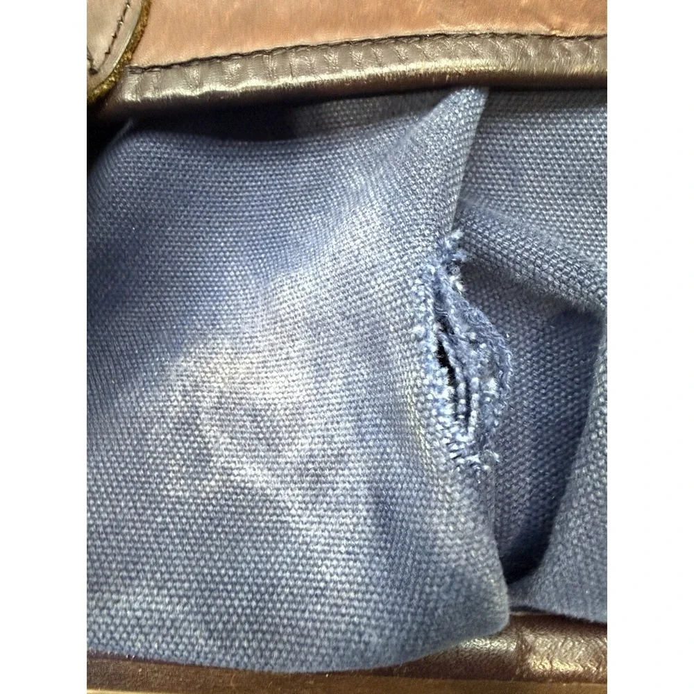 Duluth Pack Messenger Weekender Duffle Travel Bag Canvas Leather Blue